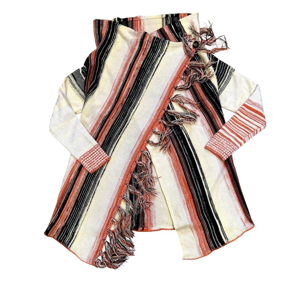 CCC Open Front Sweater Loose Fringe Long Wrap Knitted Cardigan Long Sleeve SZ XL - Picture 6 of 8